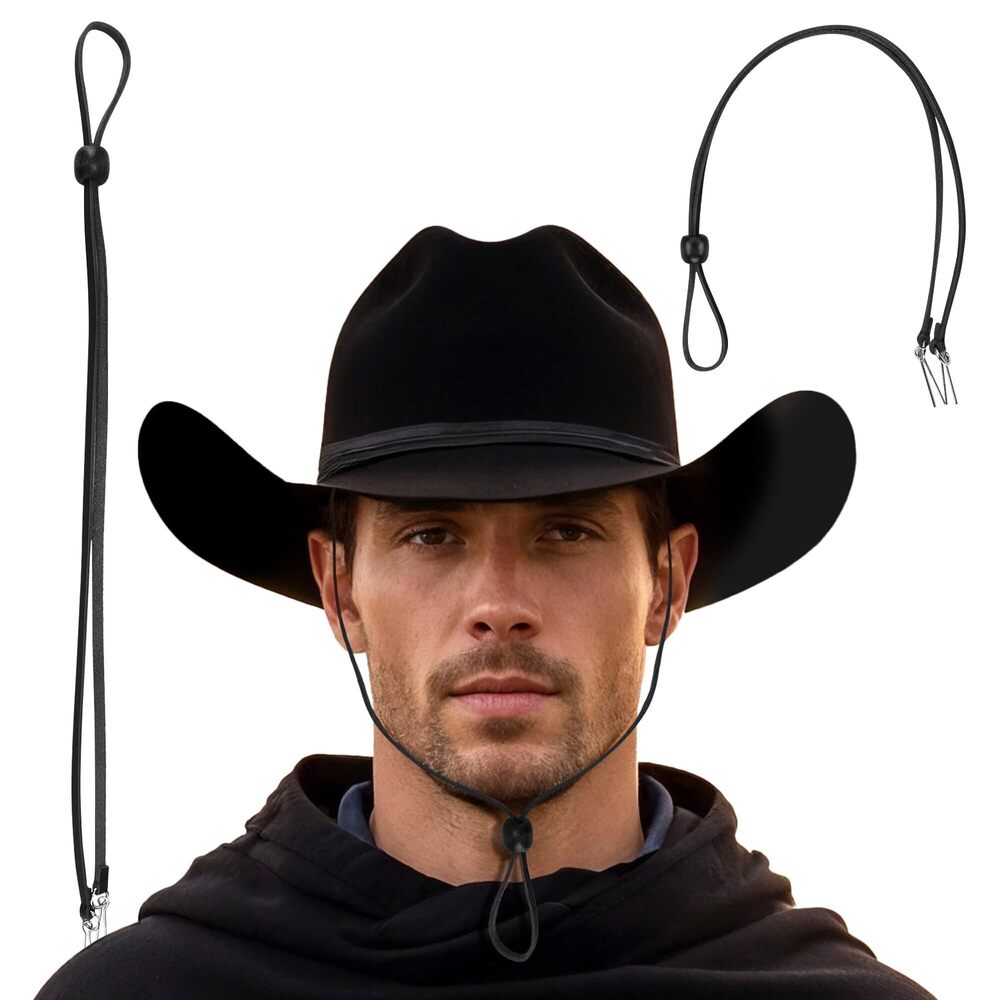 3880 100% Leather Hat Chin Strap Removable Hat Chin Cord for Cowboy